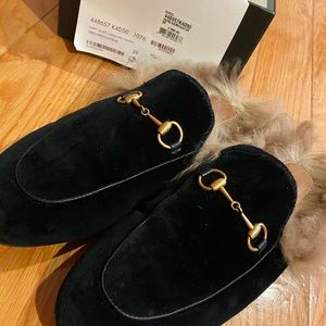 Gucci Princetown black with fur size 39
